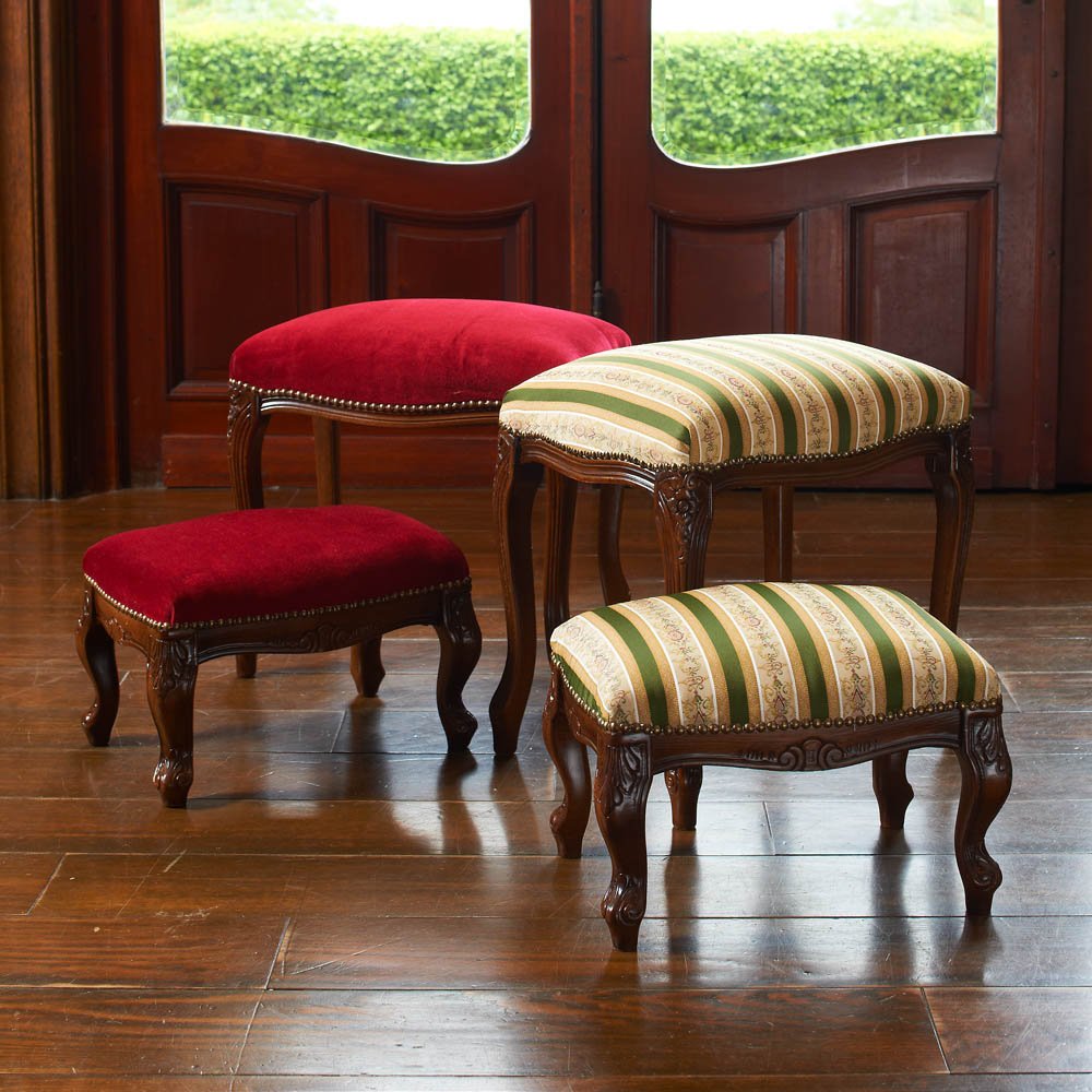 イタリアクラシック様式猫脚スツール オットマン/椅子/チェア/腰掛